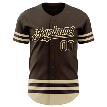Custom Brown Cream Line Authentic Baseball Jersey