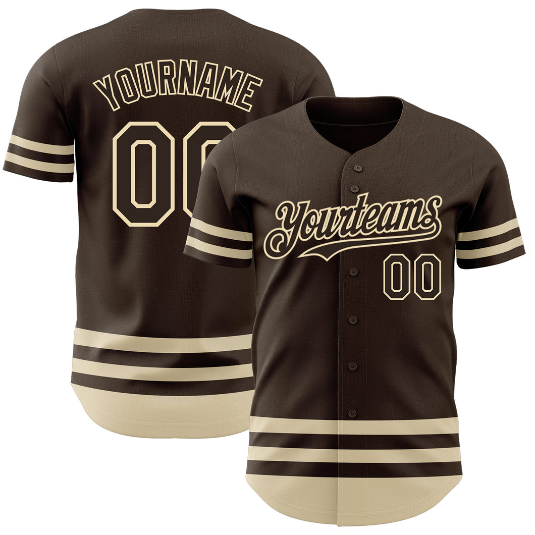 Custom Brown Cream Line Authentic Baseball Jersey