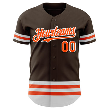 Custom Brown Orange-White Line Authentic Baseball Jersey