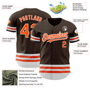 Custom Brown Orange-White Line Authentic Baseball Jersey