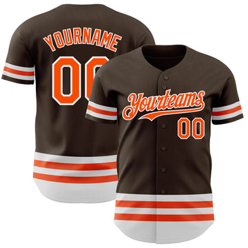 Custom Brown Orange-White Line Authentic Baseball Jersey