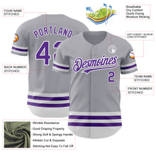 Laden Sie das Bild in den Galerie-Viewer, Custom Gray Purple-White Line Authentic Baseball Jersey
