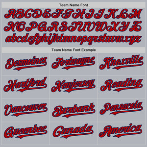 Custom Gray Red-Navy Line Authentic Baseball Jersey