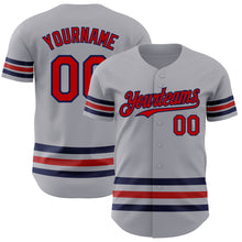 Load image into Gallery viewer, Custom Gray Red-Navy Line Authentic Baseball Jersey
