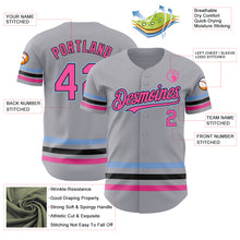 Load image into Gallery viewer, Custom Gray Pink Black-Light Blue Line Authentic Baseball Jersey
