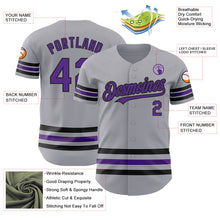 Laden Sie das Bild in den Galerie-Viewer, Custom Gray Purple-Black Line Authentic Baseball Jersey
