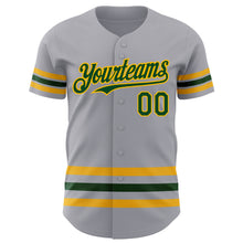 Load image into Gallery viewer, Custom Gray Green-Gold Line Authentic Baseball Jersey
