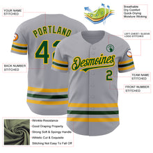 Load image into Gallery viewer, Custom Gray Green-Gold Line Authentic Baseball Jersey
