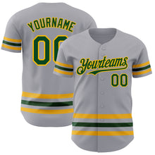 Load image into Gallery viewer, Custom Gray Green-Gold Line Authentic Baseball Jersey
