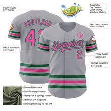 Laden Sie das Bild in den Galerie-Viewer, Custom Gray Pink-Kelly Green Line Authentic Baseball Jersey
