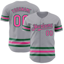 Laden Sie das Bild in den Galerie-Viewer, Custom Gray Pink-Kelly Green Line Authentic Baseball Jersey
