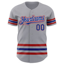 Laden Sie das Bild in den Galerie-Viewer, Custom Gray Royal-Red Line Authentic Baseball Jersey
