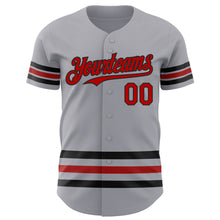 Laden Sie das Bild in den Galerie-Viewer, Custom Gray Red-Black Line Authentic Baseball Jersey
