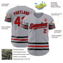 Laden Sie das Bild in den Galerie-Viewer, Custom Gray Red-Black Line Authentic Baseball Jersey
