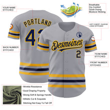 Laden Sie das Bild in den Galerie-Viewer, Custom Gray Navy-Gold Line Authentic Baseball Jersey
