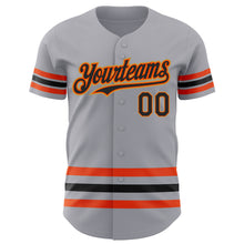 Laden Sie das Bild in den Galerie-Viewer, Custom Gray Black Orange-Old Gold Line Authentic Baseball Jersey
