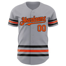 Laden Sie das Bild in den Galerie-Viewer, Custom Gray Orange-Black Line Authentic Baseball Jersey
