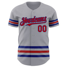 Laden Sie das Bild in den Galerie-Viewer, Custom Gray Red-Royal Line Authentic Baseball Jersey
