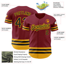 Load image into Gallery viewer, Custom Crimson Black-Gold Line Authentic Baseball Jersey
