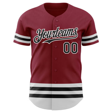 Custom Crimson Black-White Line Authentic Baseball Jersey