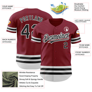 Custom Crimson Black-White Line Authentic Baseball Jersey