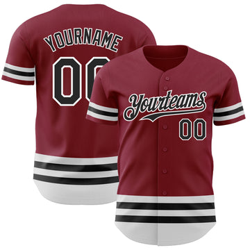 Custom Crimson Black-White Line Authentic Baseball Jersey