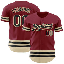 Load image into Gallery viewer, Custom Crimson Black-Cream Line Authentic Baseball Jersey
