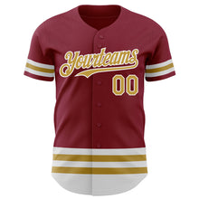 Load image into Gallery viewer, Custom Crimson Old Gold-White Line Authentic Baseball Jersey
