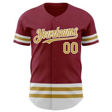 Custom Crimson Old Gold-White Line Authentic Baseball Jersey