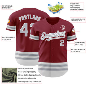 Custom Crimson Gray-White Line Authentic Baseball Jersey