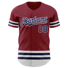 Load image into Gallery viewer, Custom Crimson Navy-White Line Authentic Baseball Jersey
