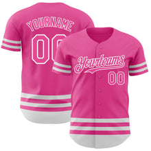 Laden Sie das Bild in den Galerie-Viewer, Custom Pink White Line Authentic Baseball Jersey
