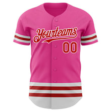 Load image into Gallery viewer, Custom Pink Red-White Line Authentic Baseball Jersey
