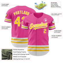 Laden Sie das Bild in den Galerie-Viewer, Custom Pink Yellow-White Line Authentic Baseball Jersey
