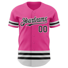 Load image into Gallery viewer, Custom Pink Black-White Line Authentic Baseball Jersey
