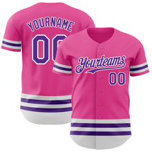 Load image into Gallery viewer, Custom Pink Purple-White Line Authentic Baseball Jersey
