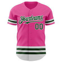 Laden Sie das Bild in den Galerie-Viewer, Custom Pink Green-White Line Authentic Baseball Jersey
