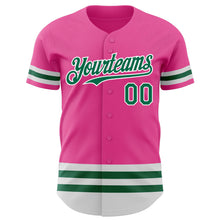 Load image into Gallery viewer, Custom Pink Kelly Green-White Line Authentic Baseball Jersey
