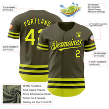 Load image into Gallery viewer, Custom Olive Neon Yellow-Black Line Authentic Salute To Service Baseball Jersey
