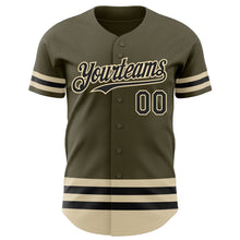 Laden Sie das Bild in den Galerie-Viewer, Custom Olive Black-Cream Line Authentic Salute To Service Baseball Jersey
