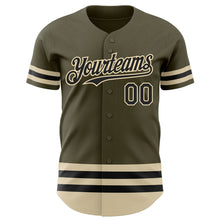 Load image into Gallery viewer, Custom Olive Black-Cream Line Authentic Salute To Service Baseball Jersey
