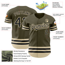 Laden Sie das Bild in den Galerie-Viewer, Custom Olive Black-Cream Line Authentic Salute To Service Baseball Jersey
