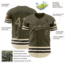 Laden Sie das Bild in den Galerie-Viewer, Custom Olive Camo Black-Cream Line Authentic Salute To Service Baseball Jersey
