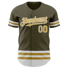 Load image into Gallery viewer, Custom Olive Old Gold-White Line Authentic Salute To Service Baseball Jersey
