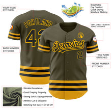 Laden Sie das Bild in den Galerie-Viewer, Custom Olive Black-Gold Line Authentic Salute To Service Baseball Jersey
