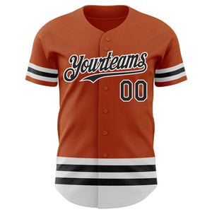 Custom Texas Orange Black-White Line Authentic Baseball Jersey