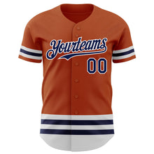 Load image into Gallery viewer, Custom Texas Orange Navy-White Line Authentic Baseball Jersey
