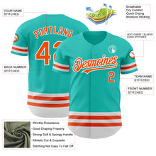 Load image into Gallery viewer, Custom Aqua Orange-White Line Authentic Baseball Jersey
