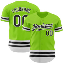 Laden Sie das Bild in den Galerie-Viewer, Custom Neon Green Black-White Line Authentic Baseball Jersey
