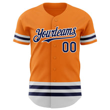 Laden Sie das Bild in den Galerie-Viewer, Custom Bay Orange Navy-White Line Authentic Baseball Jersey
